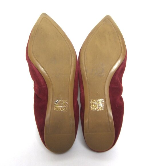 J. Crew Lottie 7.5M Warm Burgundy Maroon Suede Leather Flats Slip Ons - Picture 10 of 11